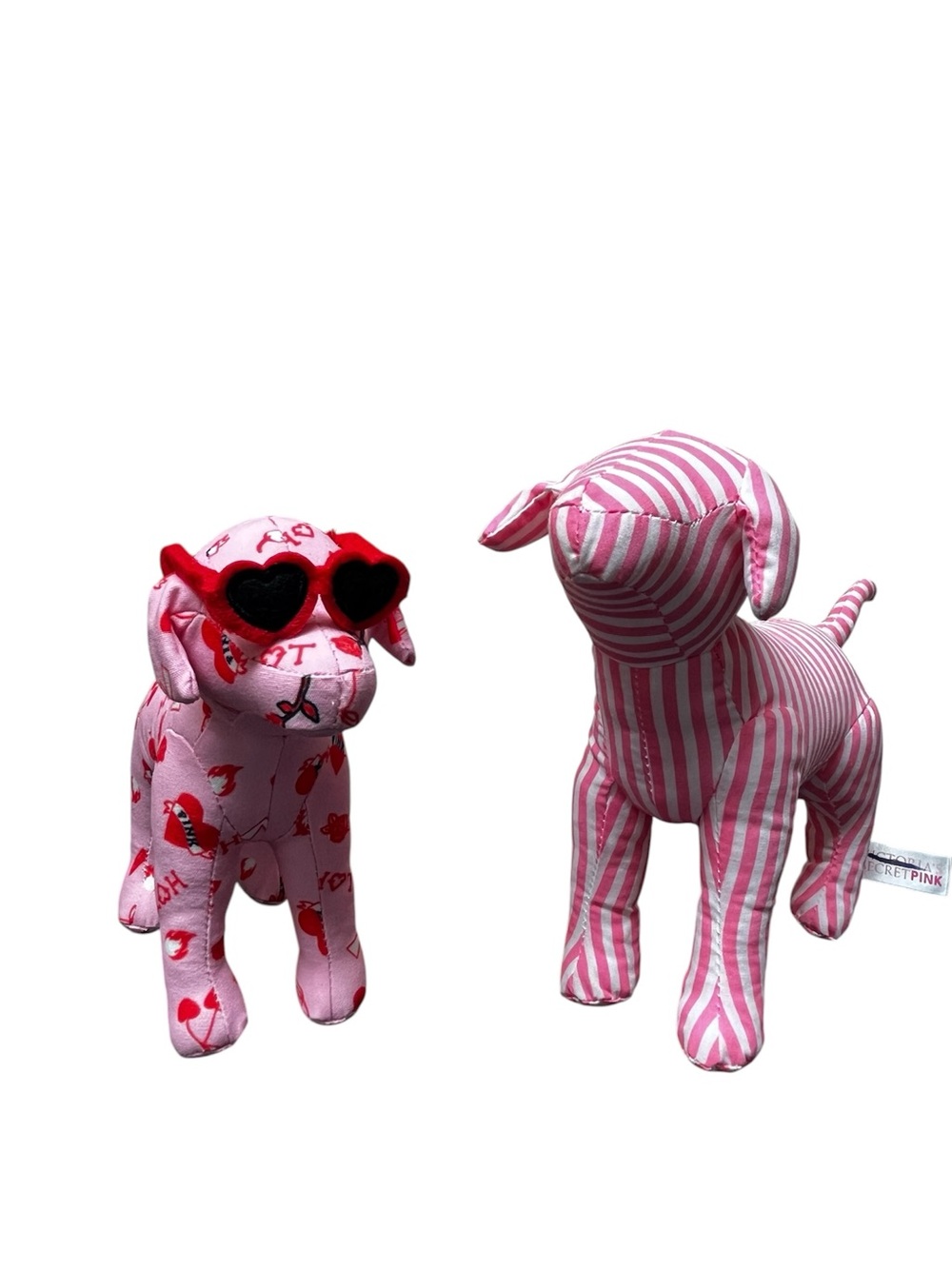 PINK by Victoria's Secret mini plush toy dogs pink stripe valentine collectible